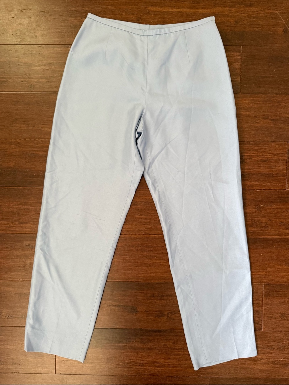 Womens Ann Taylor Loft Vintage Lined Light Blu Silk Pants Trousers Sz 4P